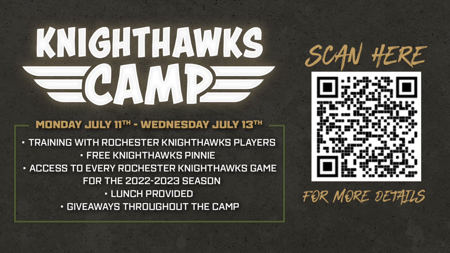 KNIGHTHAWKS WILL HOST YOUTH LACROSSE CAMP IN JULY Rochester Knighthawks